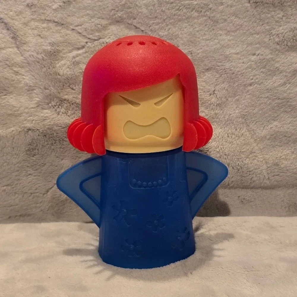 Angry Mama Microwave Steam Cleaner Blue Red Plastic Kitchen Cleaning Tool Gadget